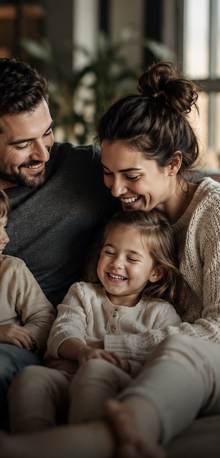 A family spending time together at home
